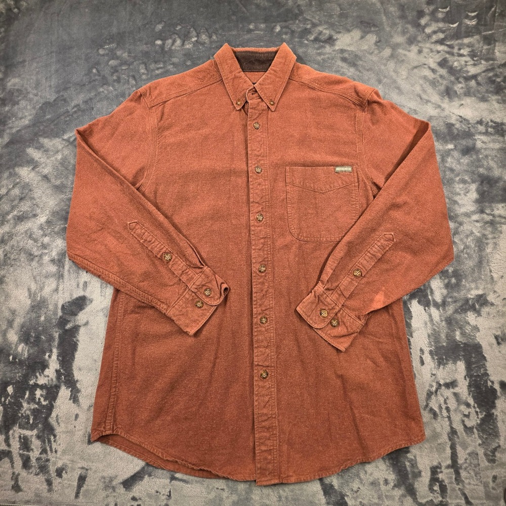 Woolrich Mens Terracotta Heather Flannel Button Down Shirt 6433 Orange Brown M
